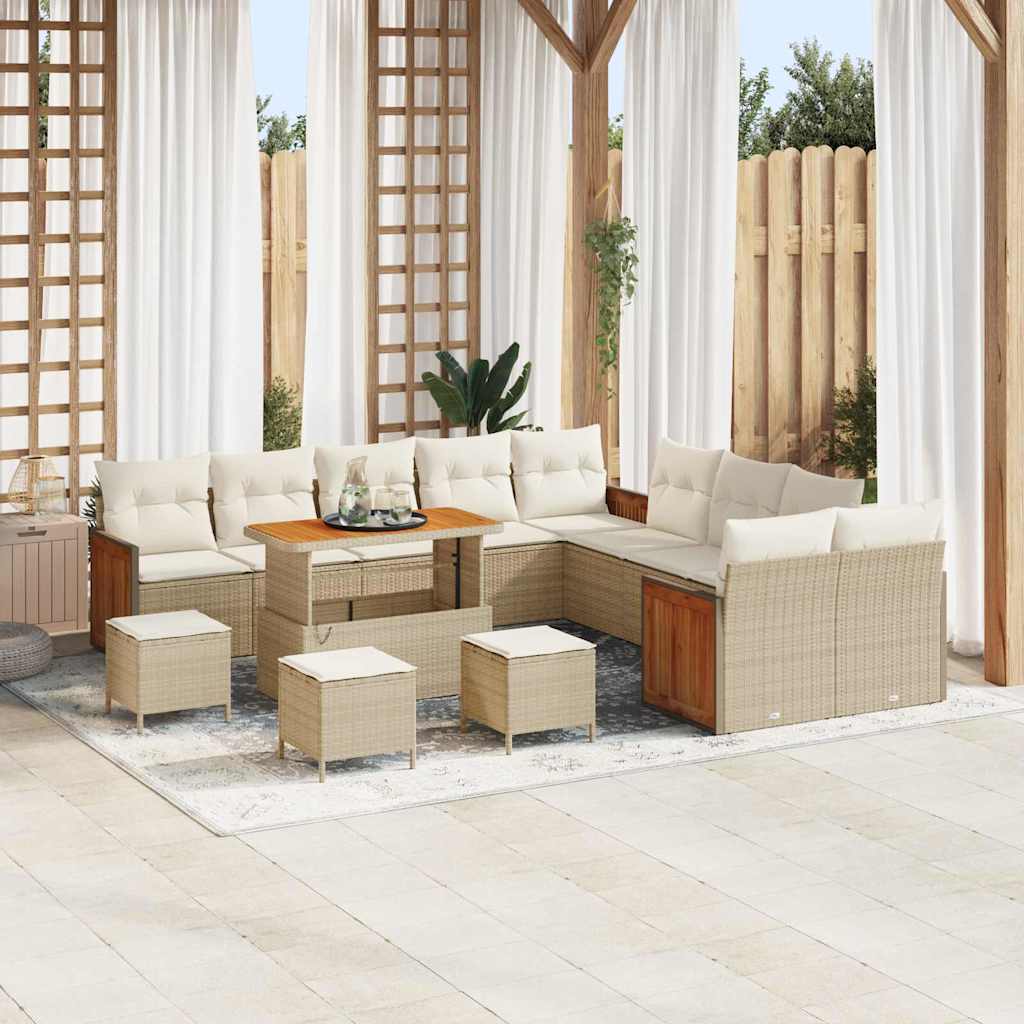 Garten-Sofa-Set 14 pcs Beige und Creme 110 x 55 x 71 cm